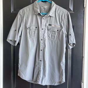 Khaki/grey light short sleeve button down with pockets
